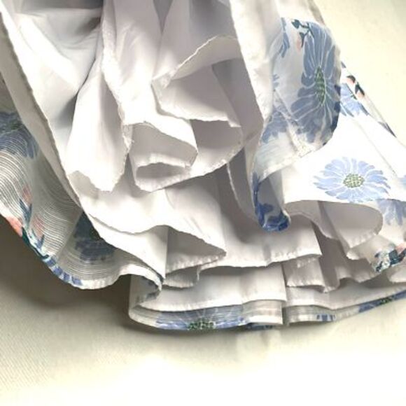 Pippa & Julie Girls A-Line Dress White Blue Floral Crew Sleeveless Lined Bow 24M - Picture 6 of 10